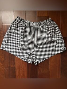Black and White Gingham Boxer Style Shorts